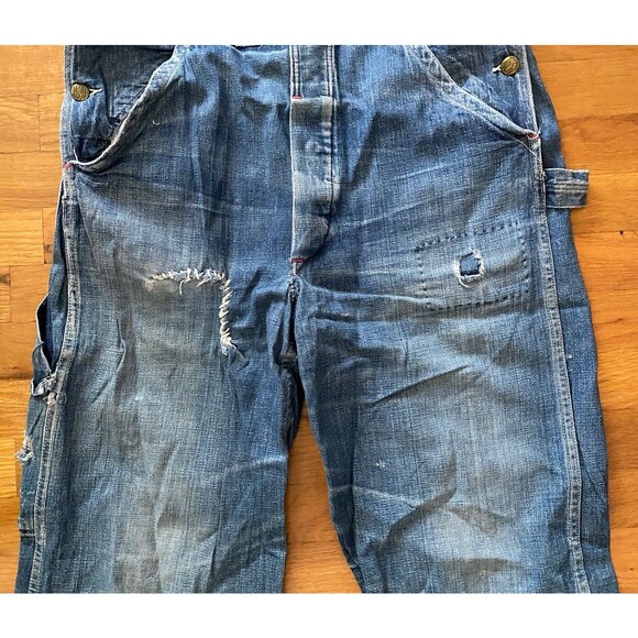Vintage Rare Test Sanforized by Rice Stix Denim Overalls Bibs Sanforized 38x28 - Picture 7 of 9